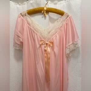 Vintage Pink Lace Trim Nightgown - 3X